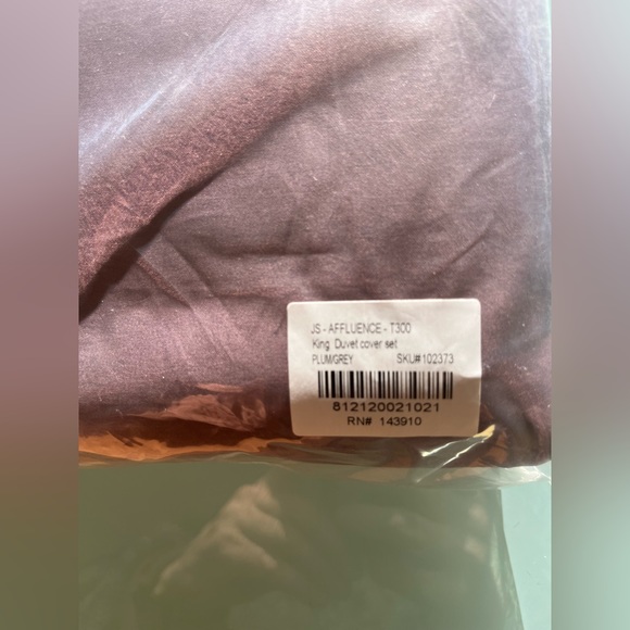 JS Affluence King Duvet Cover + 2 Shams Set 3 Piece Plum Gray 100% Cotton Sateen - Picture 5 of 10
